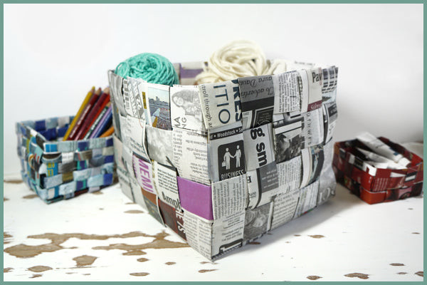 Newspaper Weave Basket